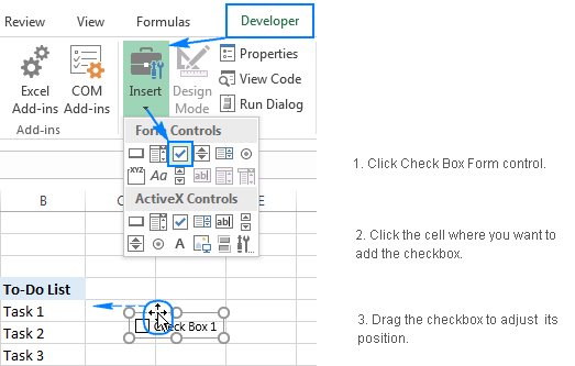 Checkbox For Excel
